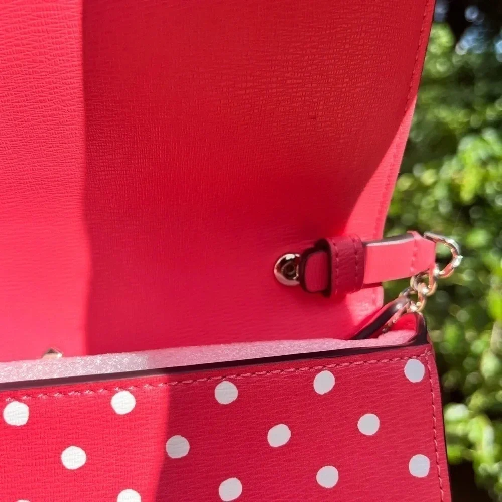 Kate Spade Red Polka Dot Saffiano Crossbody Chain Bag NWT